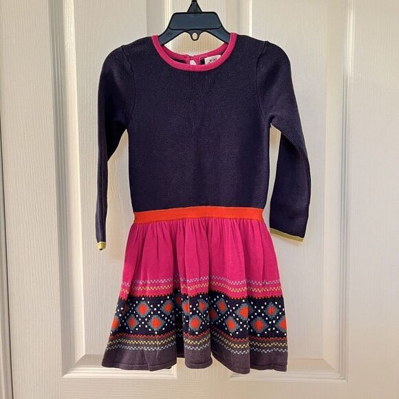 Mini Boden Festive Fair Isle Knit Sweater Dress Long Sleeve Girls Size 2-3 years - Picture 1 of 12